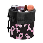 Pink Breast Cancer Ribbon Pattern Print Drawstring Makeup Bag