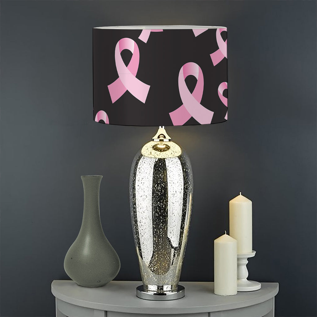Pink Breast Cancer Ribbon Pattern Print Drum Lamp Shade