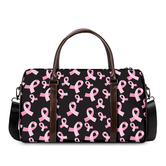 Pink Breast Cancer Ribbon Pattern Print Duffle Bag
