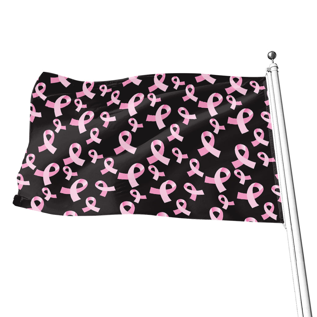Pink Breast Cancer Ribbon Pattern Print Flag