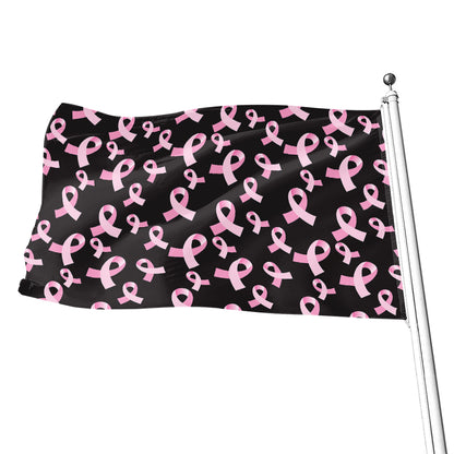Pink Breast Cancer Ribbon Pattern Print Flag