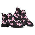Pink Breast Cancer Ribbon Pattern Print Flat Ankle Boots
