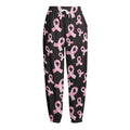 Pink Breast Cancer Ribbon Pattern Print Fleece Lined Knit Pants