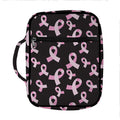 Pink Breast Cancer Ribbon Pattern Print Front Pocket Bible Bag