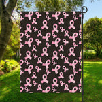Pink Breast Cancer Ribbon Pattern Print Garden Flag