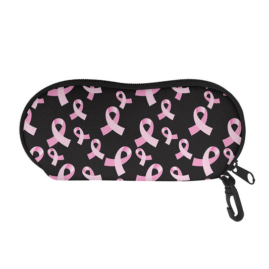 Pink Breast Cancer Ribbon Pattern Print Glasses Case
