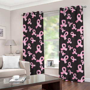 Pink Breast Cancer Ribbon Pattern Print Grommet Curtains