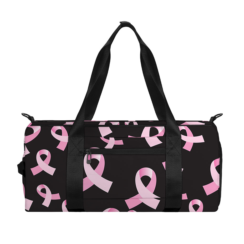 Pink Breast Cancer Ribbon Pattern Print Gym Bag