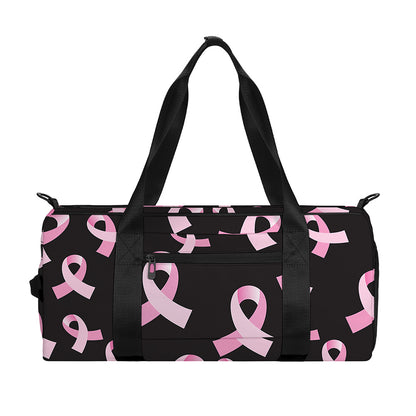 Pink Breast Cancer Ribbon Pattern Print Gym Bag