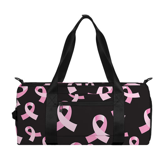 Pink Breast Cancer Ribbon Pattern Print Gym Bag