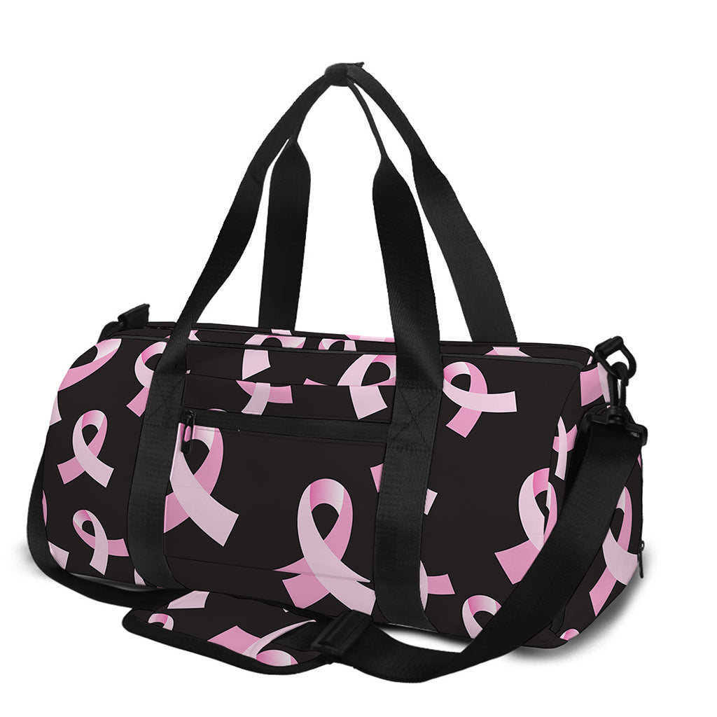 Pink Breast Cancer Ribbon Pattern Print Gym Bag