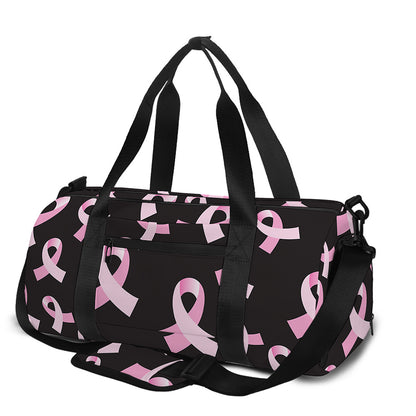Pink Breast Cancer Ribbon Pattern Print Gym Bag