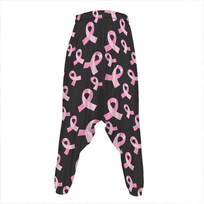Pink Breast Cancer Ribbon Pattern Print Hammer Pants