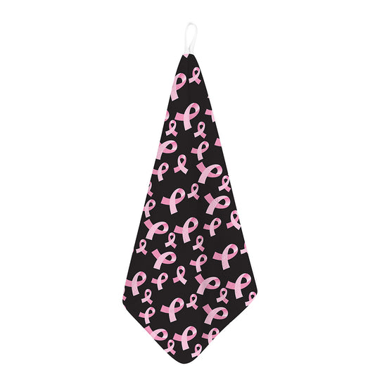 Pink Breast Cancer Ribbon Pattern Print Hand Towel