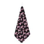Pink Breast Cancer Ribbon Pattern Print Hand Towel
