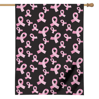 Pink Breast Cancer Ribbon Pattern Print House Flag
