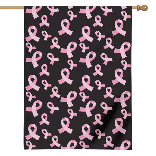 Pink Breast Cancer Ribbon Pattern Print House Flag