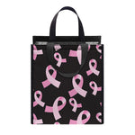 Pink Breast Cancer Ribbon Pattern Print Insulated Lunch Tote