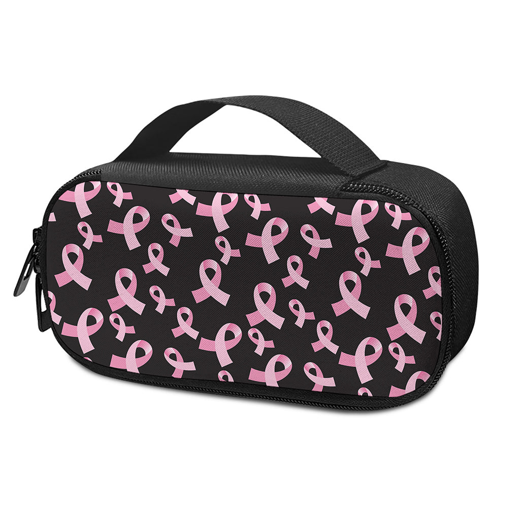 Pink Breast Cancer Ribbon Pattern Print Insulin Cooler Travel Case