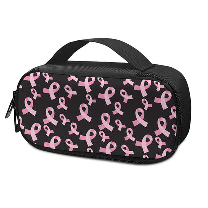 Pink Breast Cancer Ribbon Pattern Print Insulin Cooler Travel Case