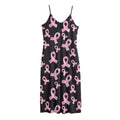 Pink Breast Cancer Ribbon Pattern Print Jersey Midi Cami Dress