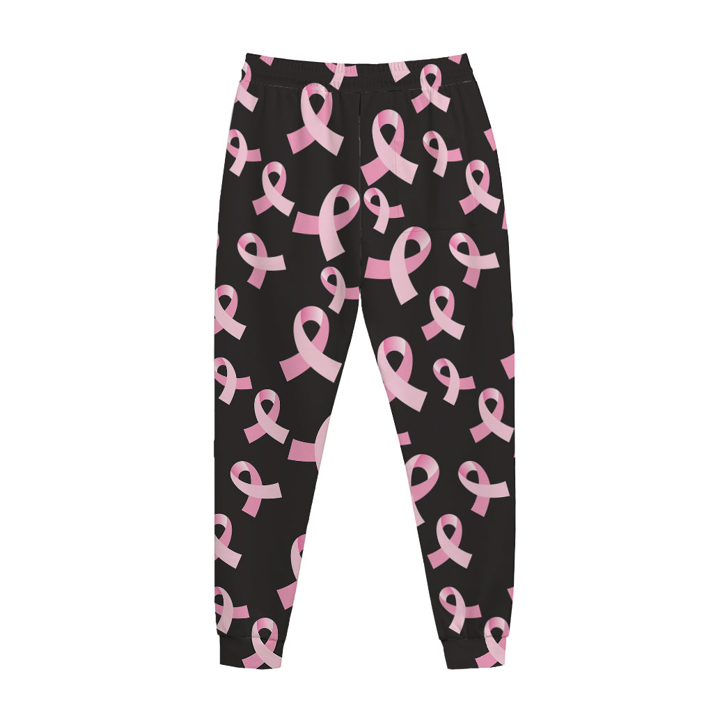 Pink Breast Cancer Ribbon Pattern Print Jogger Pants