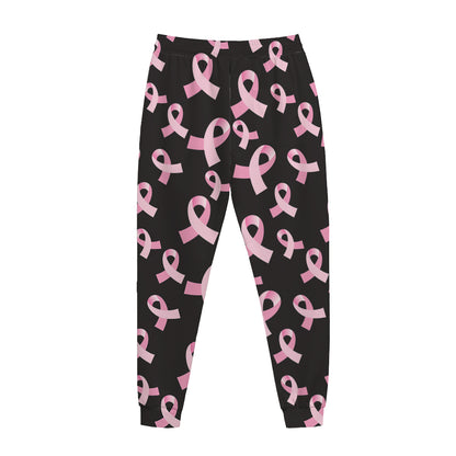 Pink Breast Cancer Ribbon Pattern Print Jogger Pants