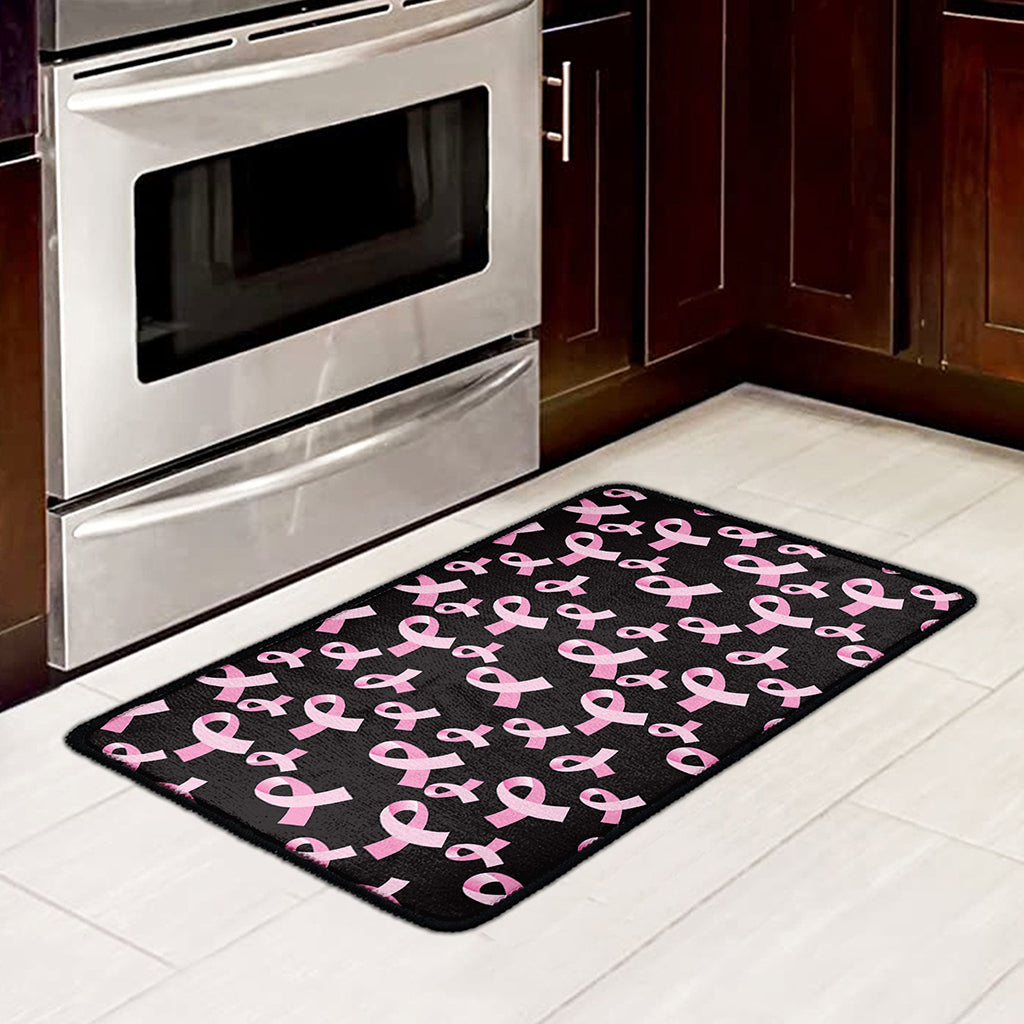 Pink Breast Cancer Ribbon Pattern Print Kitchen Mat