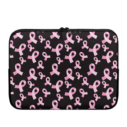 Pink Breast Cancer Ribbon Pattern Print Laptop Sleeve