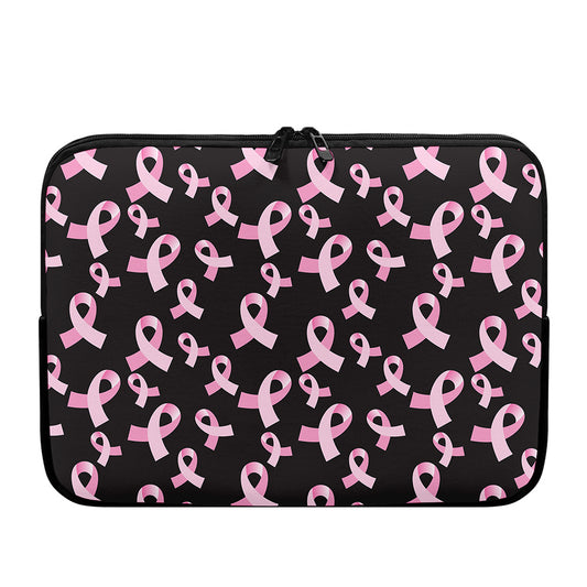 Pink Breast Cancer Ribbon Pattern Print Laptop Sleeve