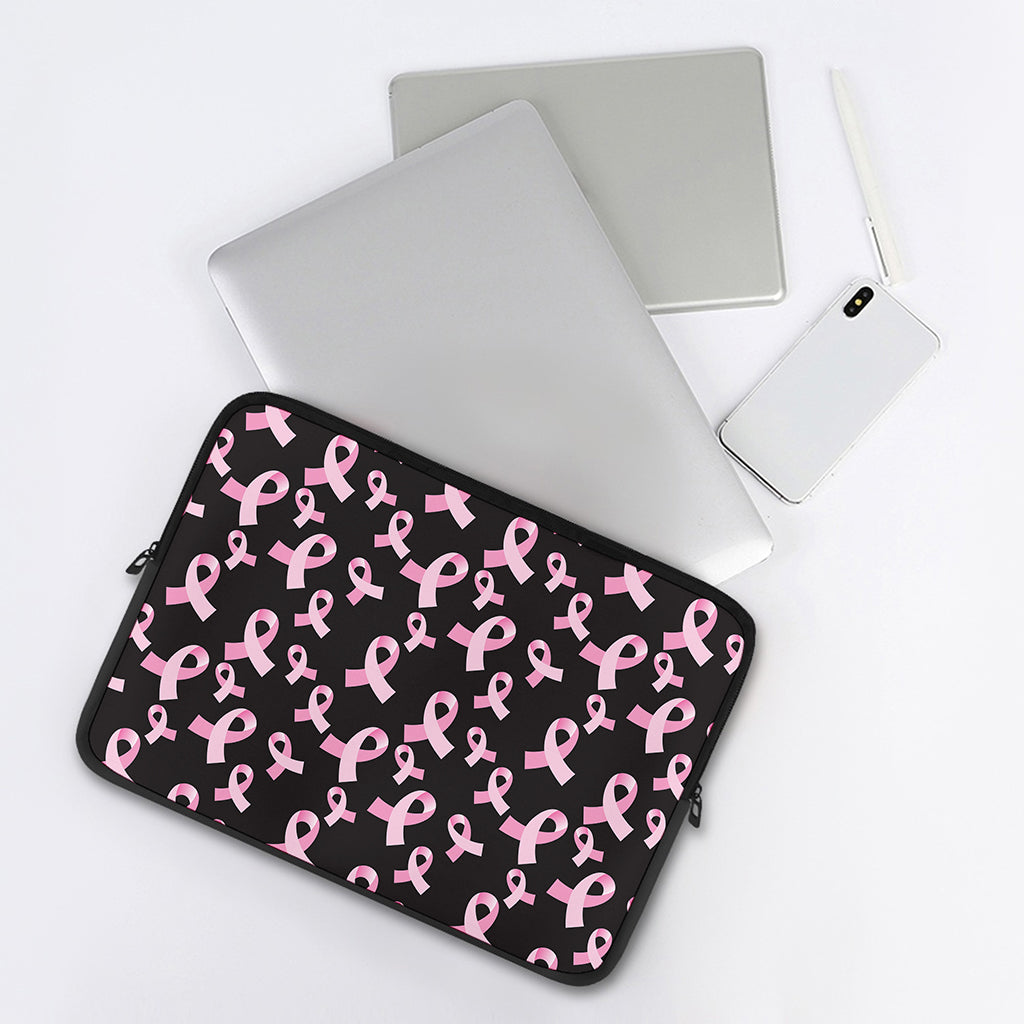Pink Breast Cancer Ribbon Pattern Print Laptop Sleeve
