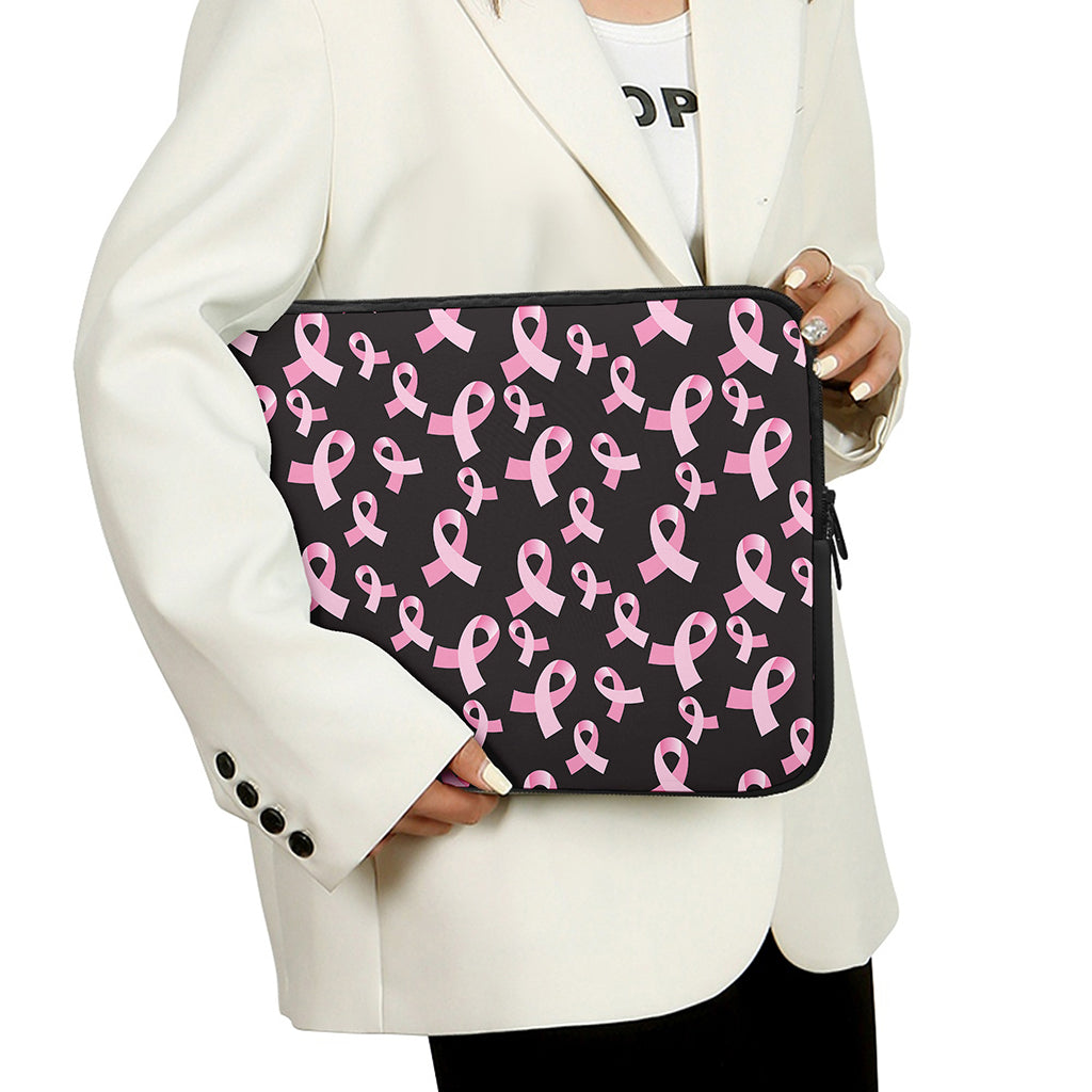 Pink Breast Cancer Ribbon Pattern Print Laptop Sleeve