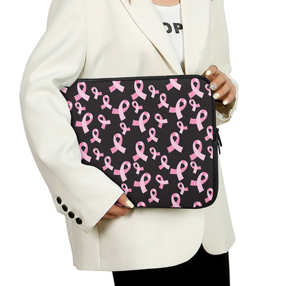 Pink Breast Cancer Ribbon Pattern Print Laptop Sleeve