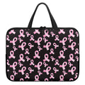 Pink Breast Cancer Ribbon Pattern Print Laptop Sleeve With Handle