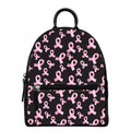 Pink Breast Cancer Ribbon Pattern Print Leather Backpack