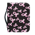 Pink Breast Cancer Ribbon Pattern Print Leather Bible Cover