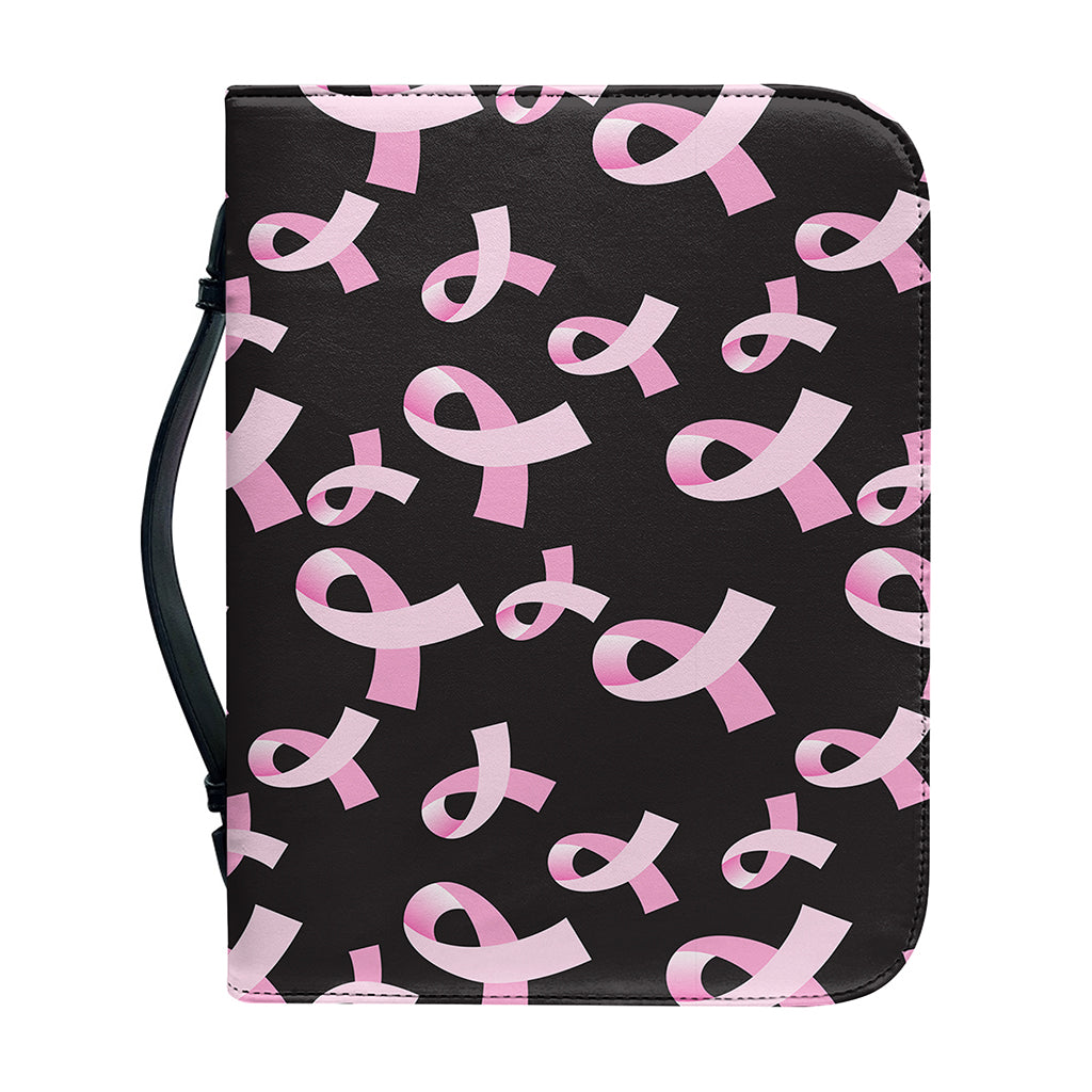 Pink Breast Cancer Ribbon Pattern Print Leather Bible Cover