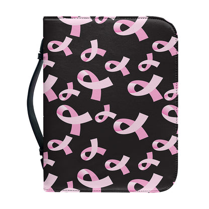 Pink Breast Cancer Ribbon Pattern Print Leather Bible Cover