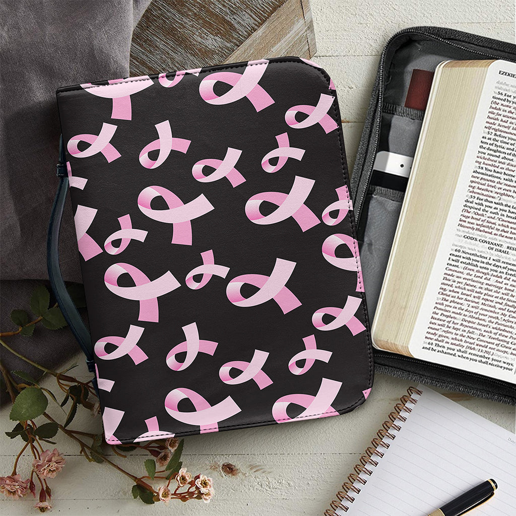 Pink Breast Cancer Ribbon Pattern Print Leather Bible Cover