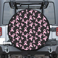 Pink Breast Cancer Ribbon Pattern Print Leather Spare Tire Cover