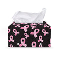 Pink Breast Cancer Ribbon Pattern Print Leather Tissue Box Cover