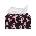 Pink Breast Cancer Ribbon Pattern Print Leather Tissue Box Cover