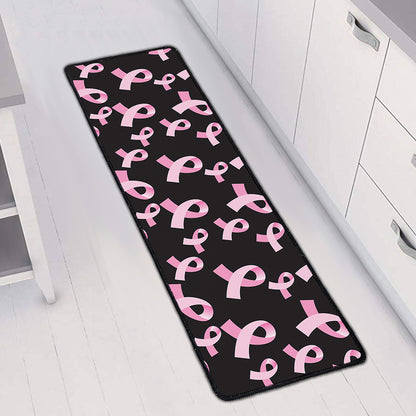Pink Breast Cancer Ribbon Pattern Print Long Kitchen Mat