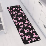 Pink Breast Cancer Ribbon Pattern Print Long Kitchen Mat