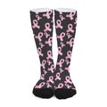 Pink Breast Cancer Ribbon Pattern Print Long Socks