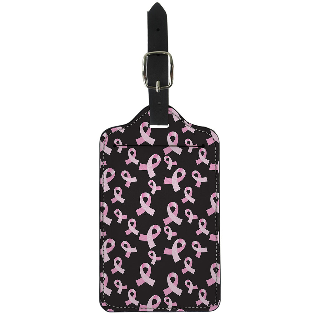 Pink Breast Cancer Ribbon Pattern Print Luggage Tag