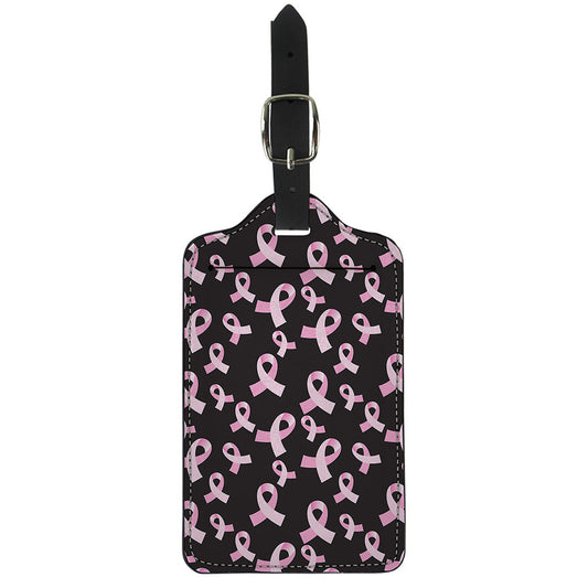 Pink Breast Cancer Ribbon Pattern Print Luggage Tag