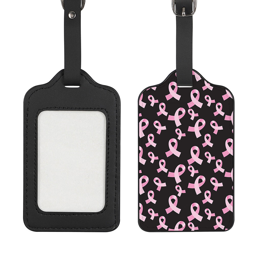 Pink Breast Cancer Ribbon Pattern Print Luggage Tag