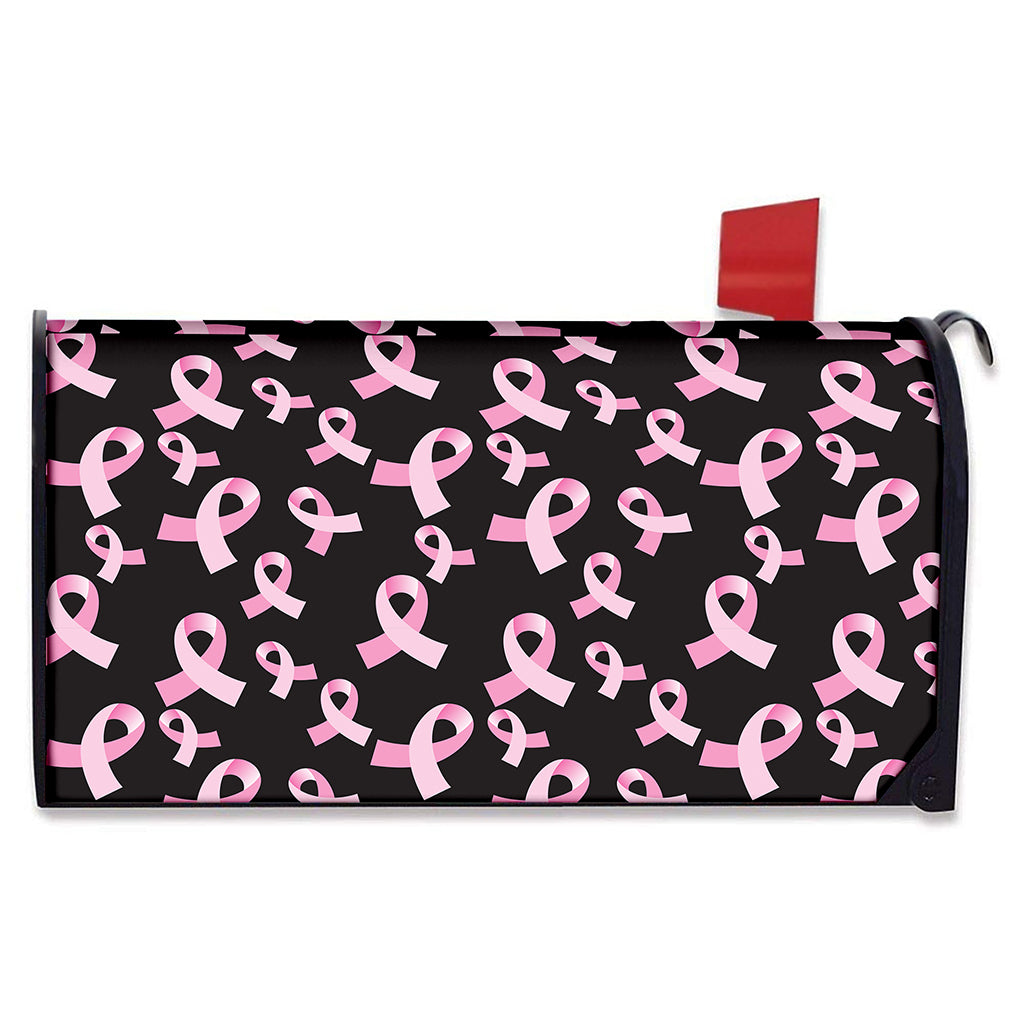 Pink Breast Cancer Ribbon Pattern Print Mailbox Cover