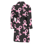 Pink Breast Cancer Ribbon Pattern Print Men's Bathrobe